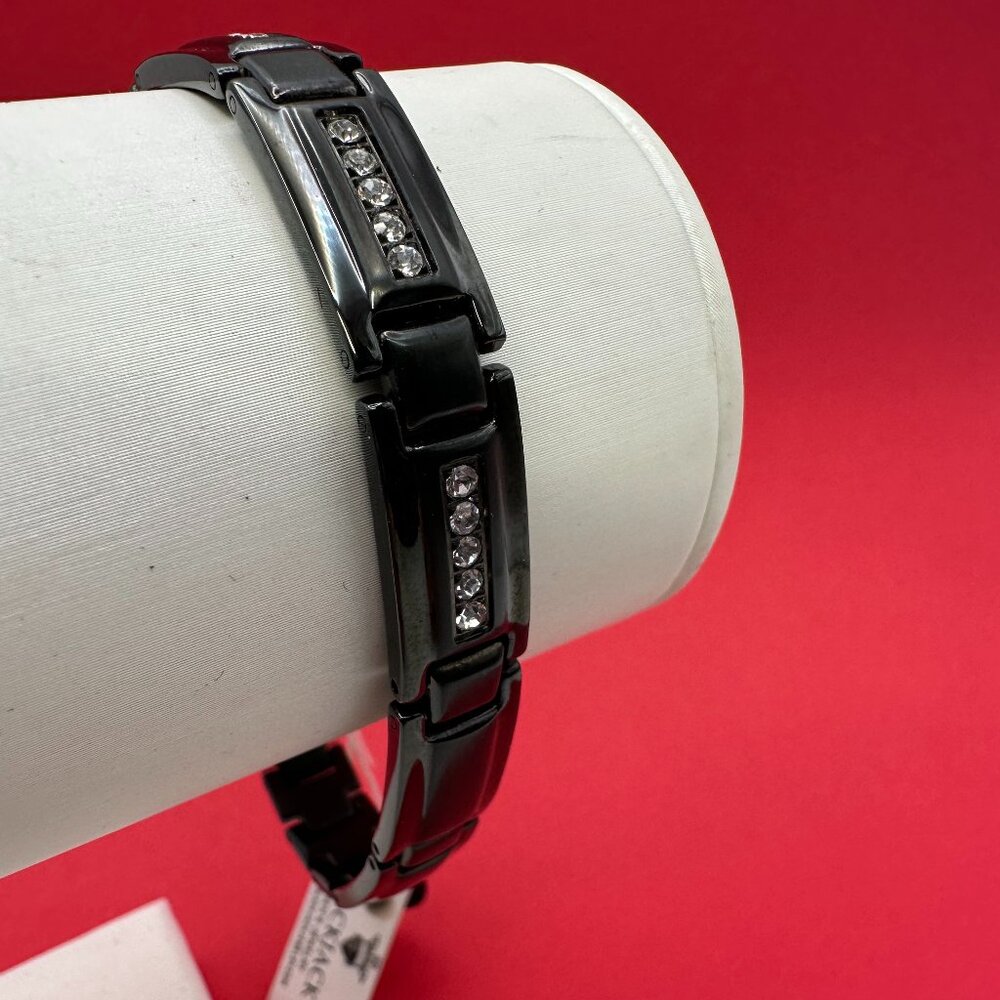 Men’s BlackJack Black Stainless Steel Bracelet w/CZ accents.  NWT.
